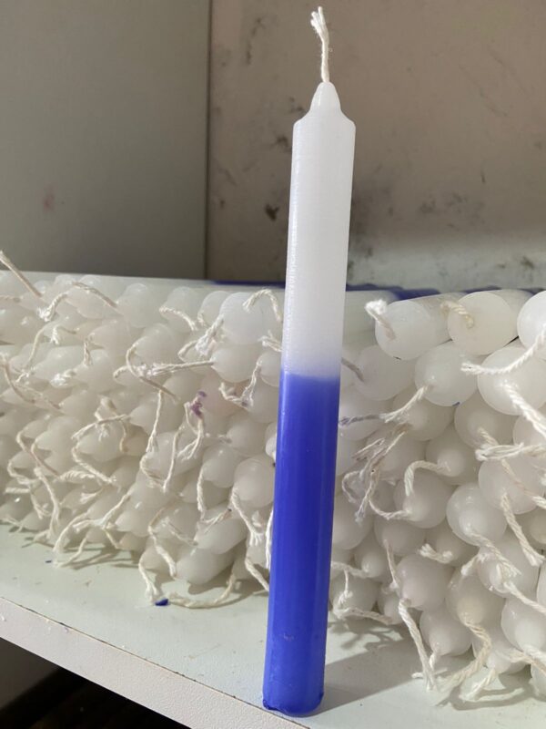 Vela Palito Branca e Azul 10Kg.
