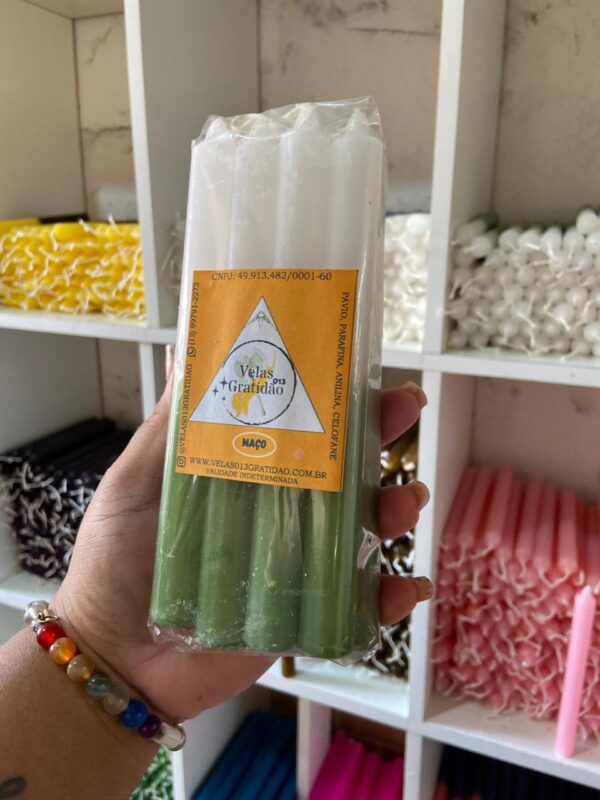 Vela Palito Verde e Branca Maço