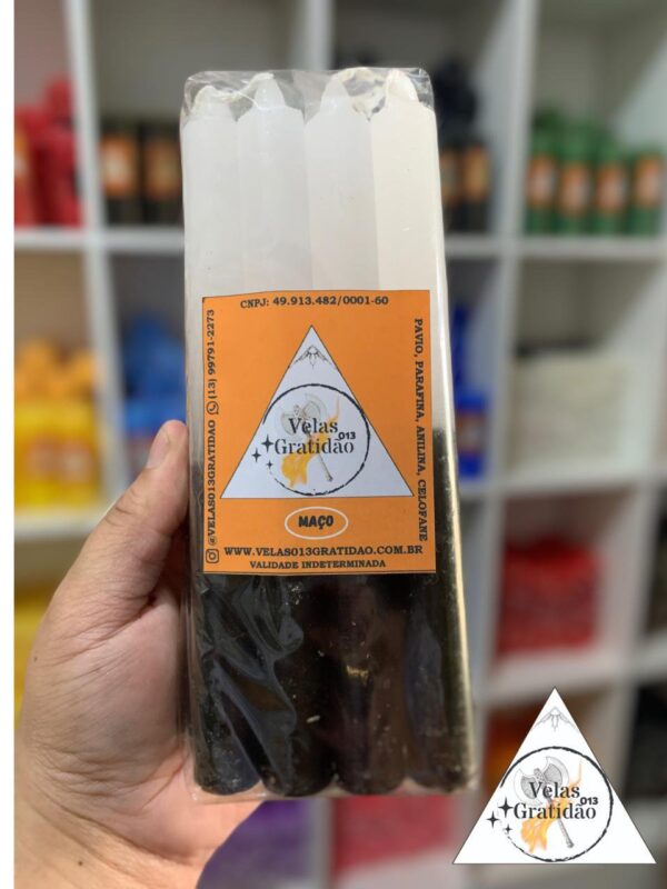Vela Palito Branca e Preto Maço