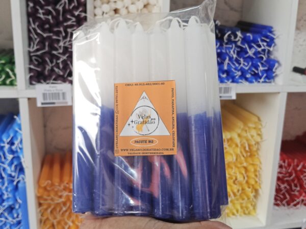 Vela Palito Branca e Azul Kg.