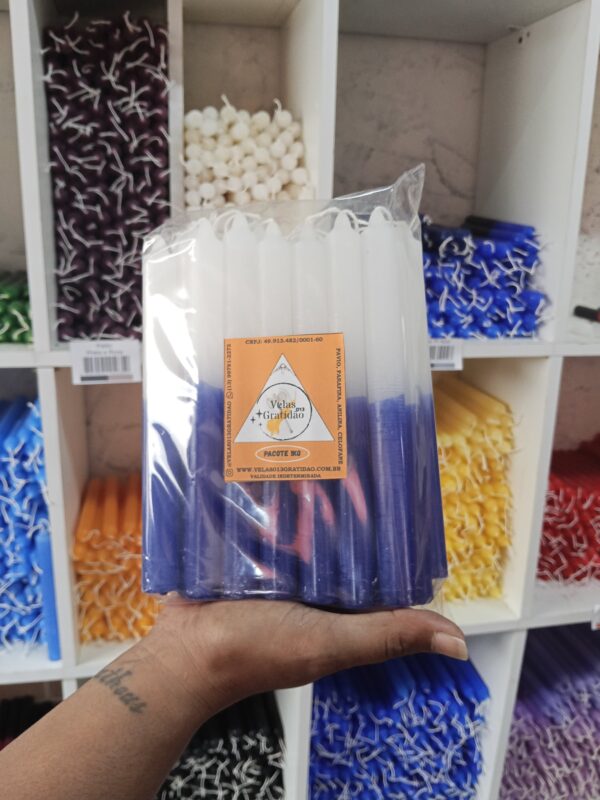 Vela Palito Branca e Azul Kg.