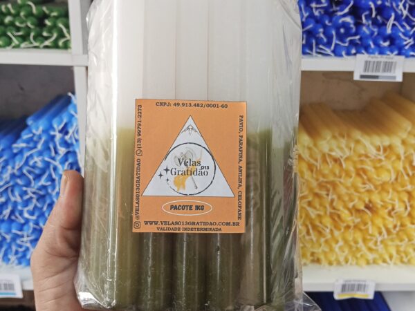 Vela Palito Verde e Branca Kg.