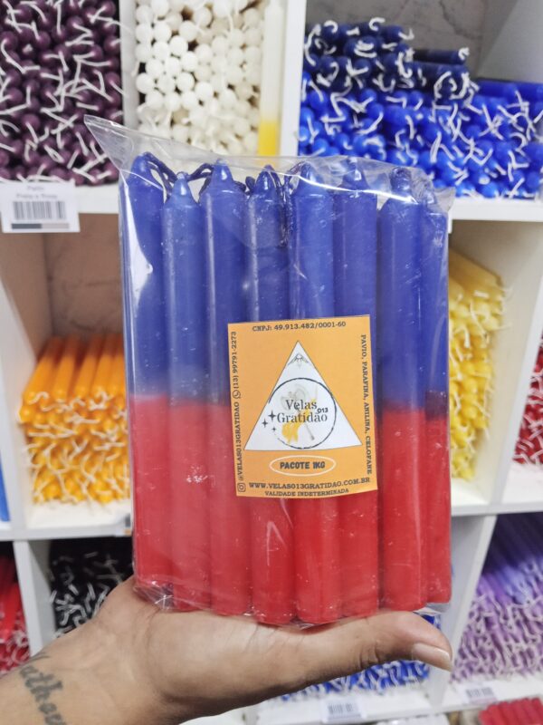 Vela Palito Azul e Vermelho Kg.